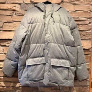 Okd Navy Frost-Free Textured Hooded Puffer Jacket Men's XL Tall